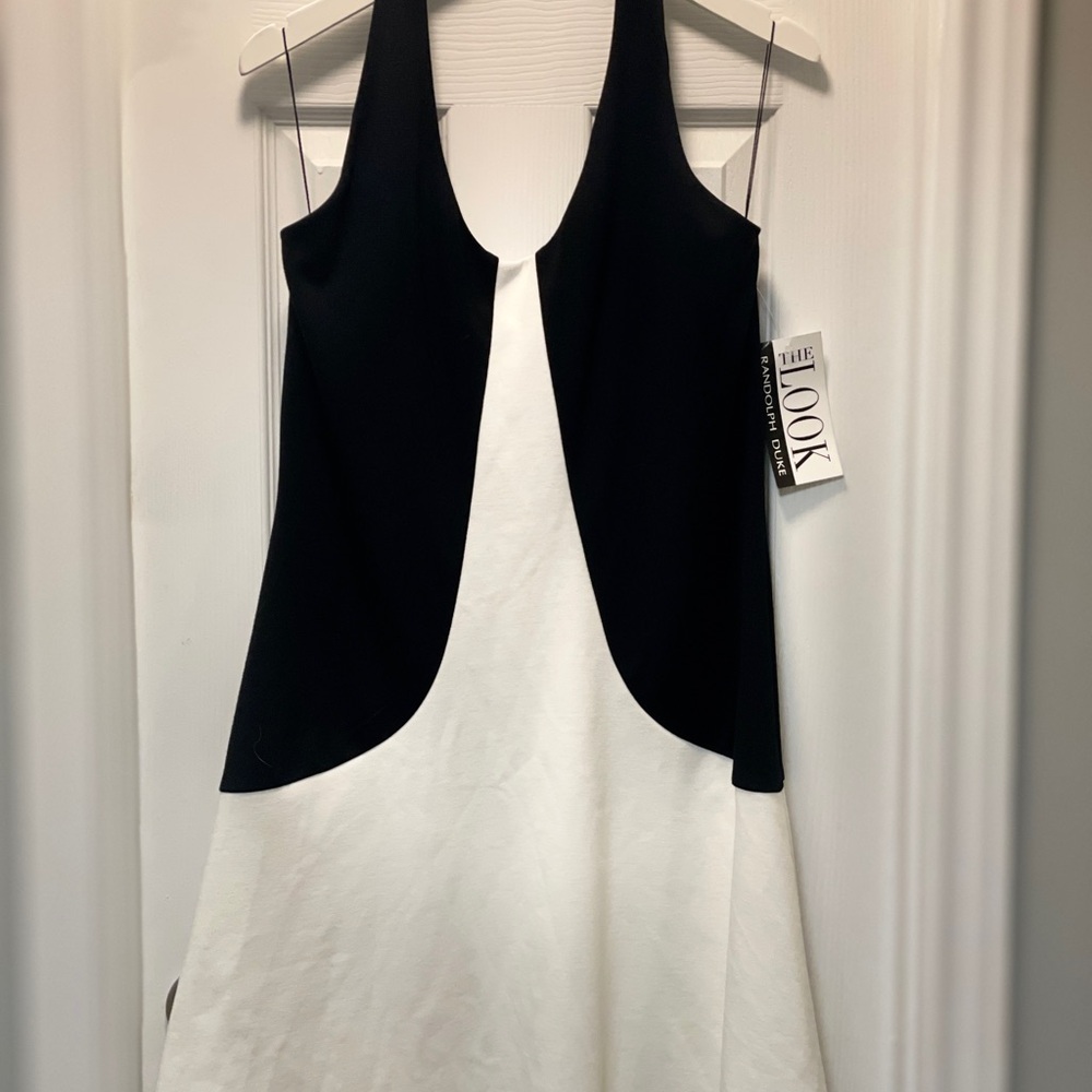 Randolph Duke Black and White Backless Dress